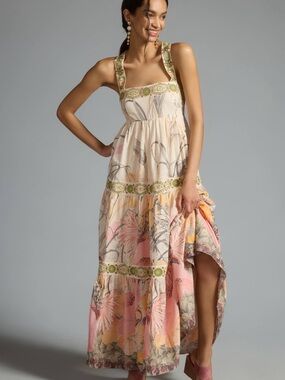 By Anthropologie Square-Neck Floral Maxi Dress | SIZE L